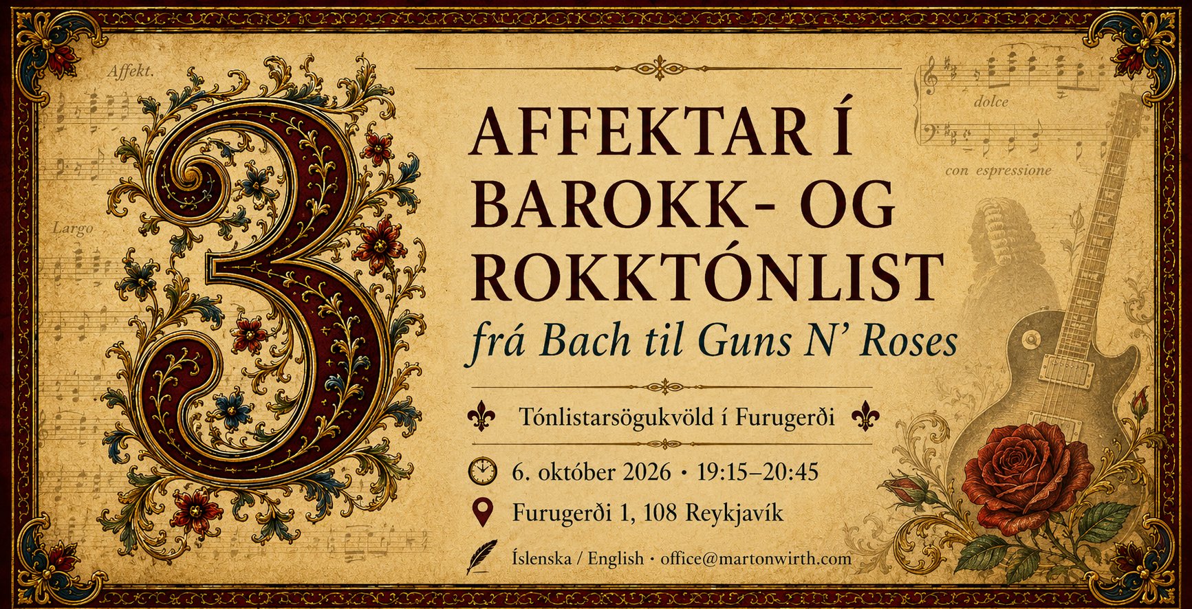 Affektar í barokk- og rokktónlist – frá Bach til Guns N’ Roses